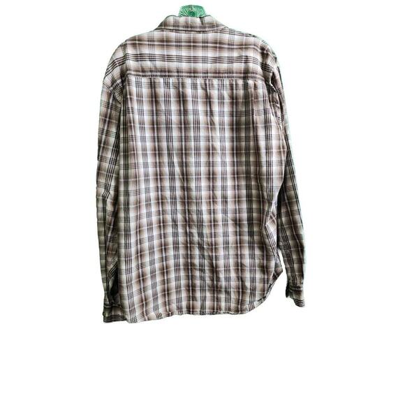 VINTAGE BKE 67 Mens Button Up Shirt Long Sleeve Size XL Brown White Plaid - Picture 2 of 4